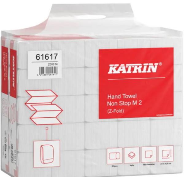 Katrin Papierhandtuch Non Stop M2 2-lagig Z-Falz 20,3x24 cm Recycling weiß 61617